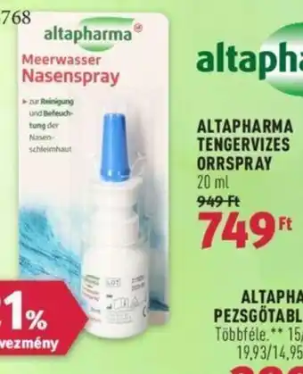 Rossmann ALTAPHARMA TENGERVIZES ORRSPRAY 20 ml ajánlat