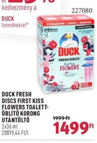 Rossmann DUCK FRESH DISCS TOALETT-ÖBLÍTŐ KORONG UTÁNTÖLTŐ 2 x 36 ml ajánlat