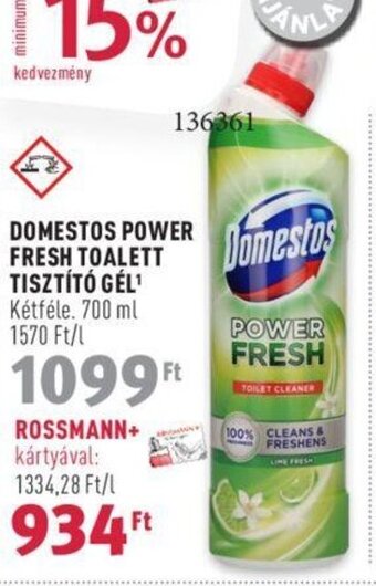 Rossmann DOMESTOS POWER FRESH TOALETT TISZTÍTÓ GÉL 700 ml ajánlat