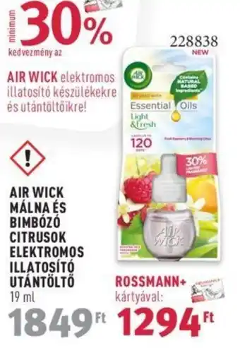 Rossmann AIR WICK MÁLNA stb. 19 ml ajánlat