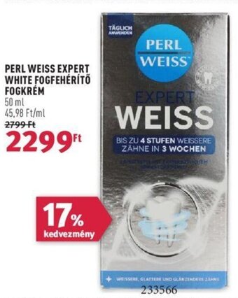 Rossmann PERL WEISS EXPERT WHITE FOGFEHÉRÍTŐ FOGKRÉM 50 ml ajánlat