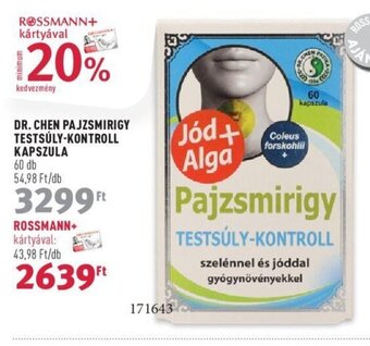 Rossmann DR. CHEN PAJZSMIRIGY TESTSÚLY-KONTROLL KAPSZULA 60 db ajánlat