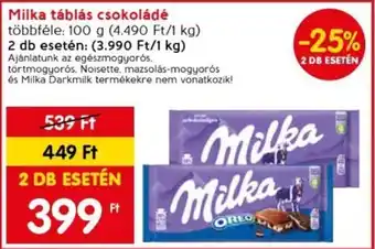 Spar Milka táblás csokoládé 100 g ajánlat