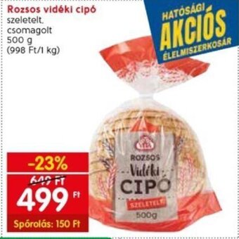 Spar Rozsos vidéki cipó 500 g ajánlat