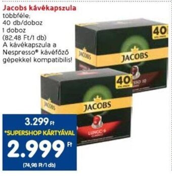 Spar Jacobs kávékapszula 40 db ajánlat