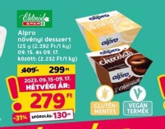 Spar Alpro növényi desszert 125 g ajánlat