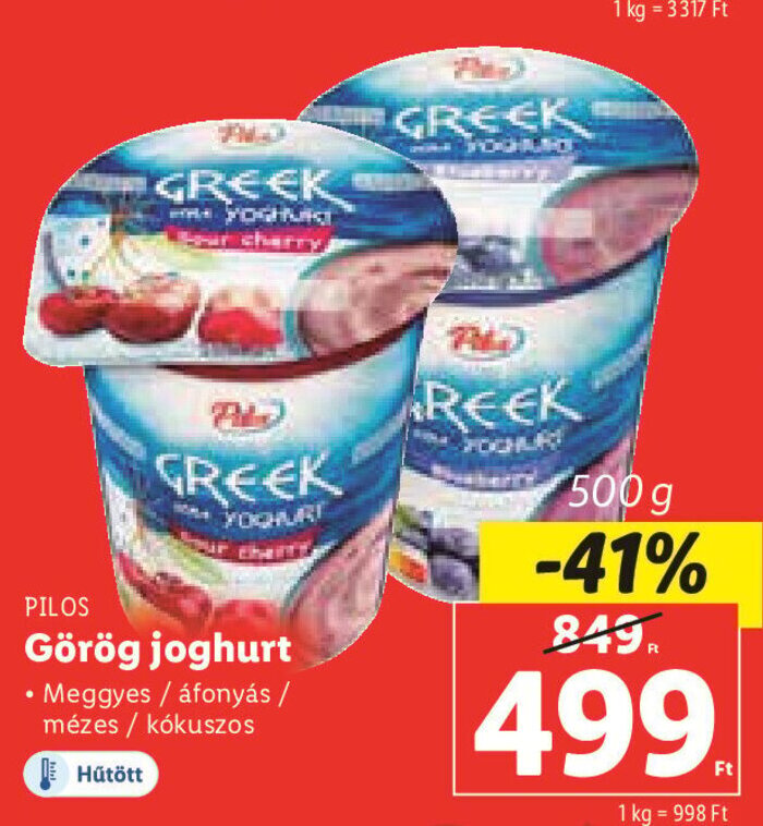 Lidl PILOS Görög joghurt 500 g ajánlat