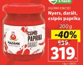 HAZÁNK KINCSEI Nyers, darált, csípős paprika 200 g