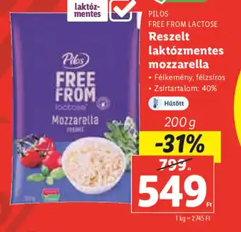 Lidl PILOS FREE FROM LACTOSE Reszelt laktózmentes mozzarella 200 g ajánlat