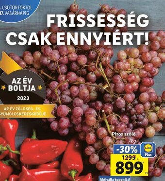 Lidl Piros szőlő 1 kg ajánlat