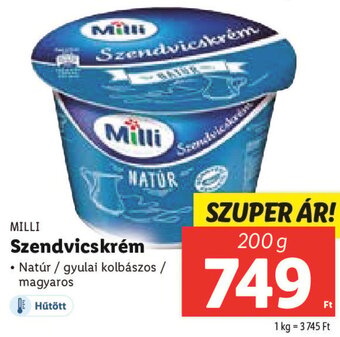 Lidl MILLI Szendvicskrém 200 g ajánlat