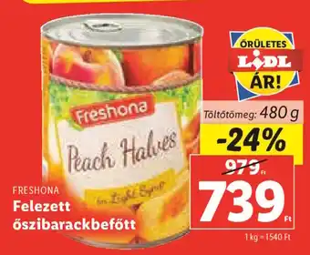 Lidl FRESHONA Felezett őszibarackbefőtt 480 g ajánlat