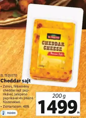 Lidl EL TEQUITO Cheddar sajt 200 g ajánlat