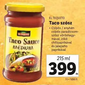 Lidl EL TEQUITO Taco szósz 215 ml ajánlat