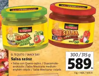 Lidl EL TEQUITO / SNACK DAY Salsa szósz 300 / 315 g ajánlat