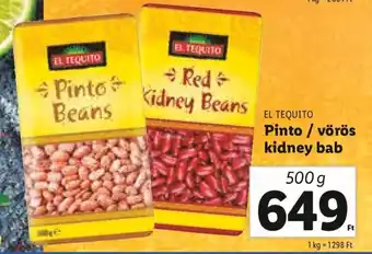 Lidl EL TEQUITO Pinto / vörös kidney bab 500 g ajánlat