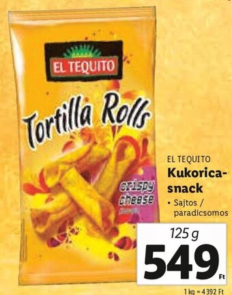 Lidl EL TEQUITO Kukorica- snack 125 g ajánlat