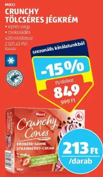 ALDI MUCCI CRUNCHY TÖLCSÉRES JÉGKRÉM 420 ml ajánlat