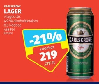 ALDI KARLSKRONE LAGER 0,5 l ajánlat
