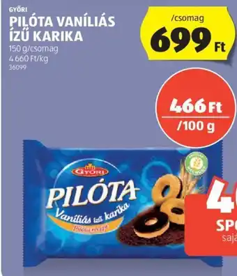 ALDI GYŐRI PILÓTA VANÍLIÁS ÍZŰ KARIKA 150 g ajánlat