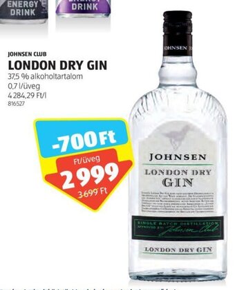 ALDI JOHNSEN CLUB LONDON DRY GIN 0,7 l ajánlat