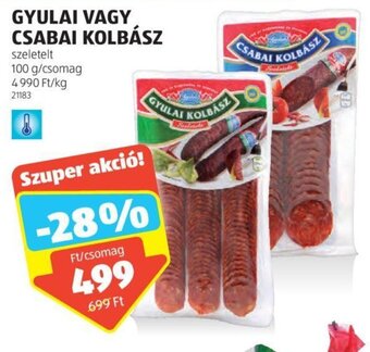 ALDI GYULAI VAGY CSABAI KOLBÁSZ 100 g ajánlat