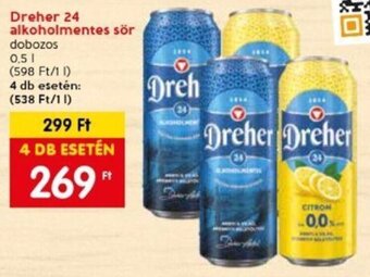 Spar Dreher 24 alkoholmentes sör 0,5 l ajánlat