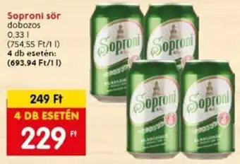 Spar Soproni sör 0,33 l ajánlat
