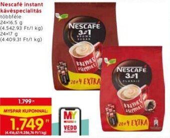 Interspar Nescafé instant kávéspecialitás 24 x 16,5 g / 24 x 17 g ajánlat