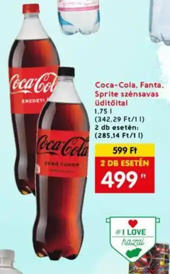 Interspar Coca-Cola, Fanta, Sprite szénsavas üdítőital 1,75 l ajánlat