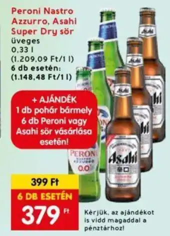 Interspar Peroni Nastro Azzurro, Asahi Super Dry sör 0,33 l ajánlat