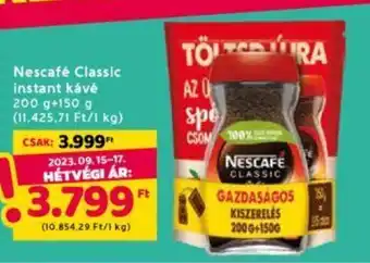 Interspar Nescafe Classic instant kávé 200 g+150 g ajánlat