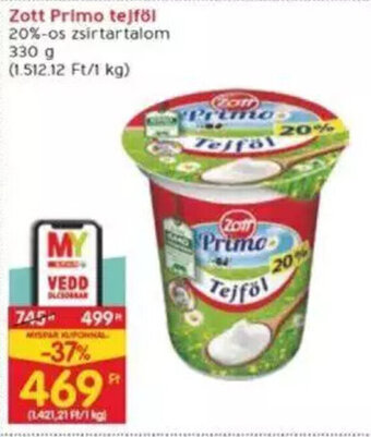 Interspar Zott Primo tejföl 330 g ajánlat