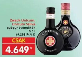 Interspar Zwack Unicum. Unicum Szilva 0,5 l ajánlat