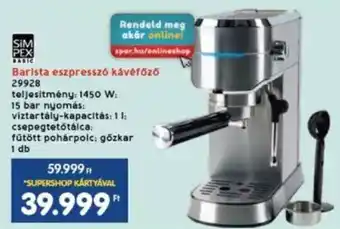 Barista eszpresszó kávéfőző 1 db