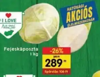 Interspar Fejeskáposzta 1 kg ajánlat