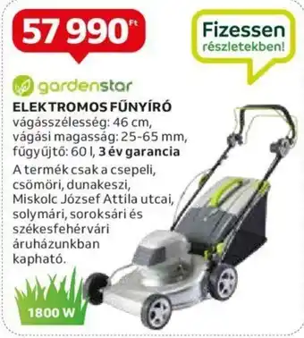 Auchan gardenstar ELEKTROMOS FŰNYÍRÓ 1 db ajánlat