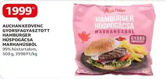 Auchan AUCHAN KEDVENC HAMBURGER HÚSPOGÁCSA MARHAHÚSBÓL 500 g ajánlat