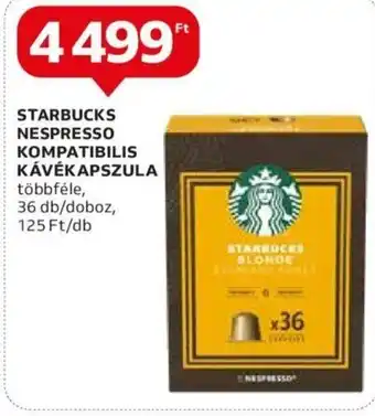 Auchan STARBUCKS NESPRESSO KOMPATIBILIS KÁVÉKAPSZULA 36 db ajánlat