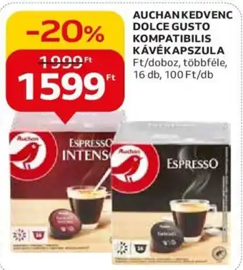 Auchan AUCHANKEDVENC DOLCE GUSTO KOMPATIBILIS KÁVÉKAPSZULA 16 db ajánlat