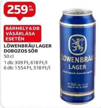 Auchan LÖWENBRÄU LAGER DOBOZOS SÖR 50 cl ajánlat
