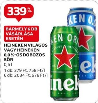 Auchan HEINEKEN VILÁGOS stb. 0,5 l ajánlat