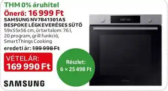 Auchan SAMSUNG NV7B41301AS BESPOKE LÉGKEVERÉSES SÜTŐ 1 db ajánlat