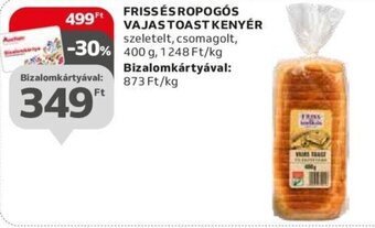 Auchan FRISSÉS ROPOGÓS VAJAS TOAST KENYÉR 400 g ajánlat