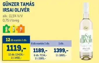 Metro GÜNZER TAMÁS IRSAI OLIVER 0,75 l ajánlat