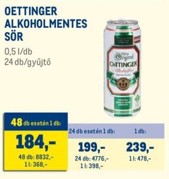 Metro OETTINGER ALKOHOLMENTES SÖR 0,5 l ajánlat