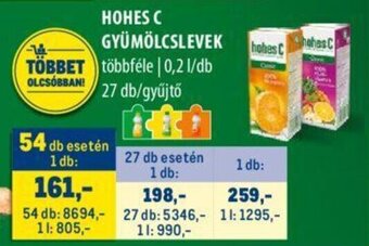 Metro HOHES C GYÜMÖLCSLEVEK 0,2 l ajánlat
