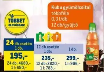 Metro Kubu gyümölcsital 0,3 l ajánlat