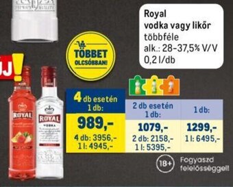 Metro Royal vodka vagy likőr 0,2 l ajánlat