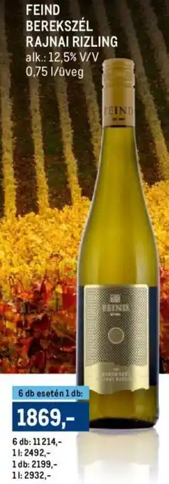 FEIND BEREKSZÉL RAJNAI RIZLING 0,75 l